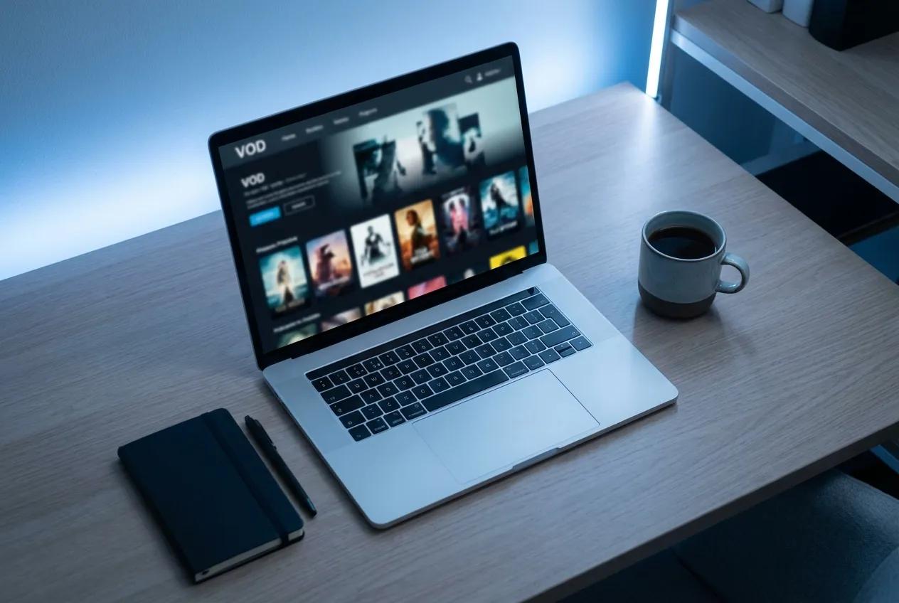 VOD streaming platform on a laptop