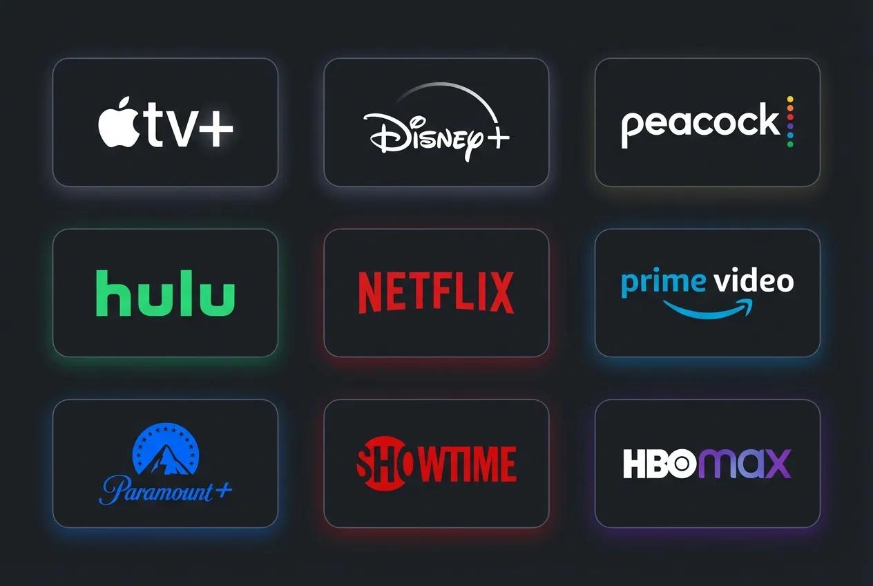 Grid of major streaming platform logos